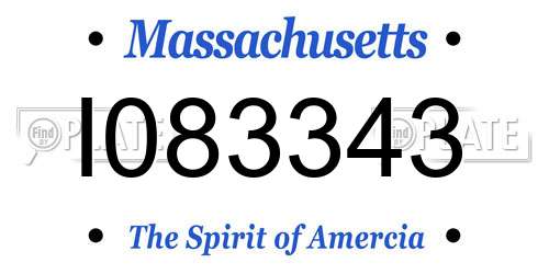 I083343 Massachusetts License Plate