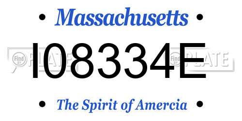 I08334E Massachusetts License Plate