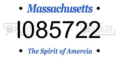 I085722 Massachusetts License Plate