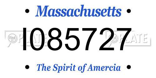 I085727 Massachusetts License Plate