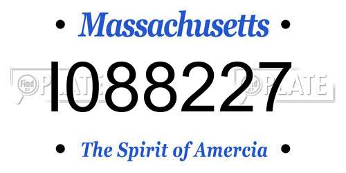 I088227 Massachusetts License Plate