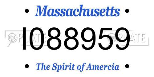 I088959 Massachusetts License Plate