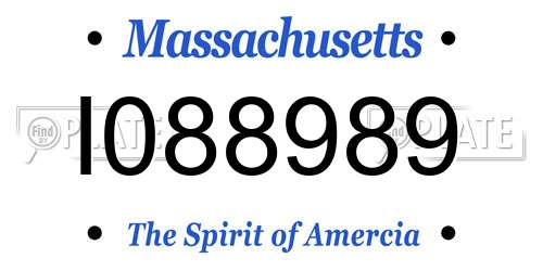I088989 Massachusetts License Plate