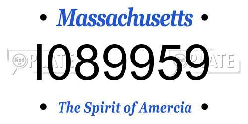 I089959 Massachusetts License Plate