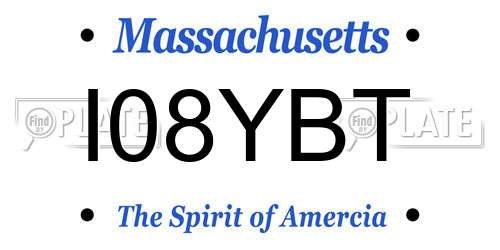 I08YBT Massachusetts License Plate
