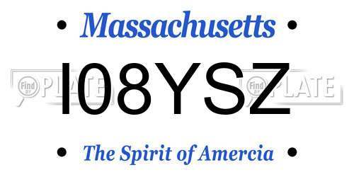 I08YSZ Massachusetts License Plate