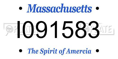 I091583 Massachusetts License Plate