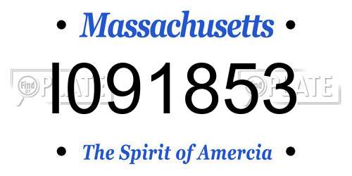 I091853 Massachusetts License Plate
