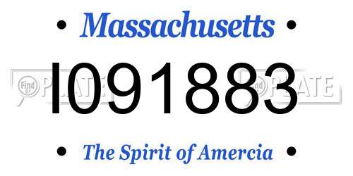 I091883 Massachusetts License Plate