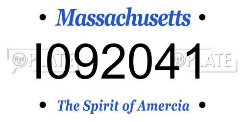 I092041 Massachusetts License Plate