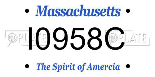 I0958C Massachusetts License Plate