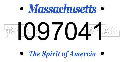 I097041 Massachusetts License Plate