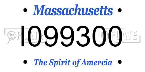 I099300 Massachusetts License Plate