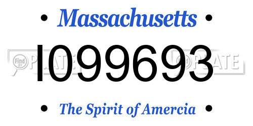 I099693 Massachusetts License Plate