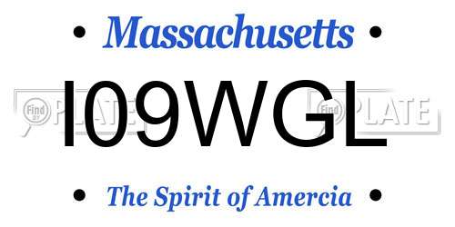 I09WGL Massachusetts License Plate