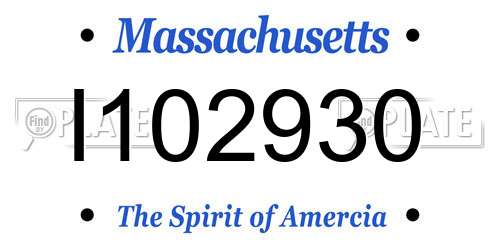 I102930 Massachusetts License Plate