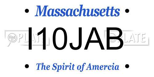 I10JAB Massachusetts License Plate