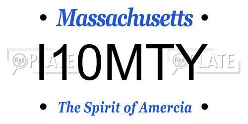 I10MTY Massachusetts License Plate