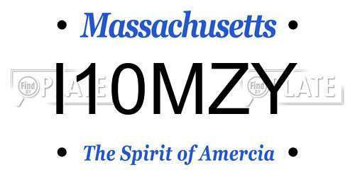 I10MZY Massachusetts License Plate