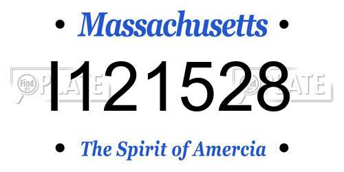 I121528 Massachusetts License Plate