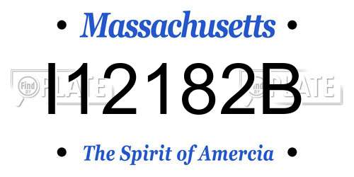 I12182B Massachusetts License Plate