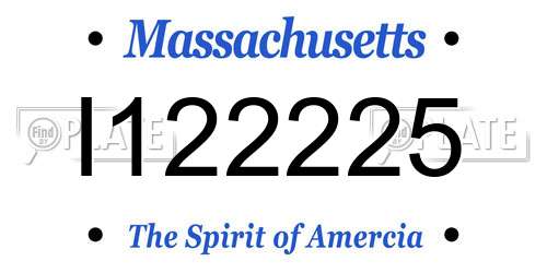 I122225 Massachusetts License Plate