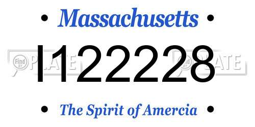 I122228 Massachusetts License Plate