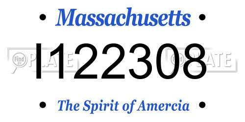 I122308 Massachusetts License Plate