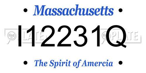 I12231Q Massachusetts License Plate
