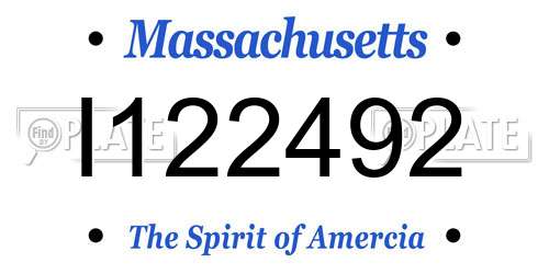 I122492 Massachusetts License Plate