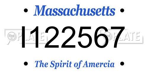 I122567 Massachusetts License Plate