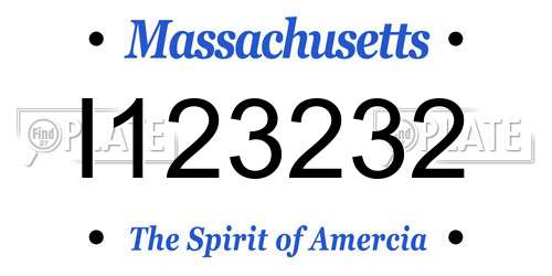 I123232 Massachusetts License Plate