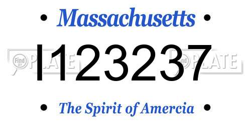 I123237 Massachusetts License Plate