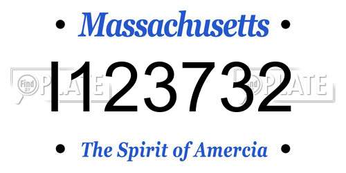 I123732 Massachusetts License Plate