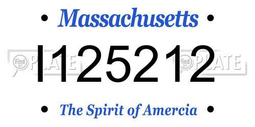 I125212 Massachusetts License Plate