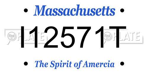 I12571T Massachusetts License Plate