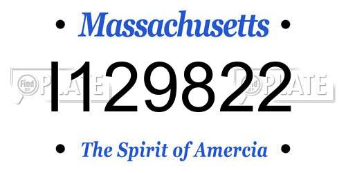 I129822 Massachusetts License Plate