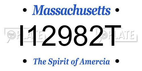 I12982T Massachusetts License Plate