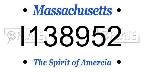 I138952 Massachusetts License Plate