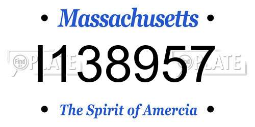 I138957 Massachusetts License Plate