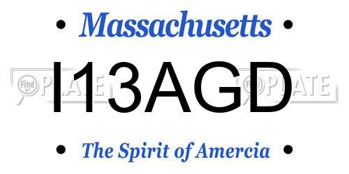 I13AGD Massachusetts License Plate