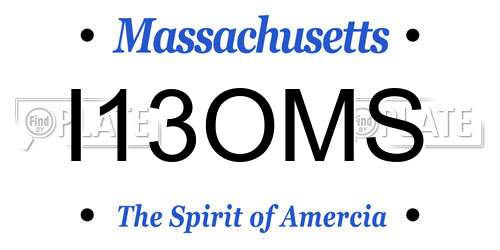 I13OMS Massachusetts License Plate
