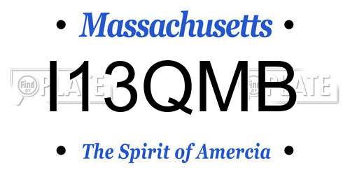 I13QMB Massachusetts License Plate