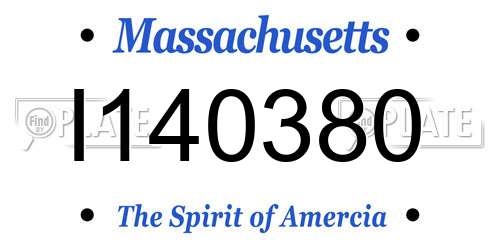 I140380 Massachusetts License Plate