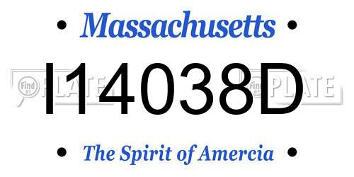 I14038D Massachusetts License Plate