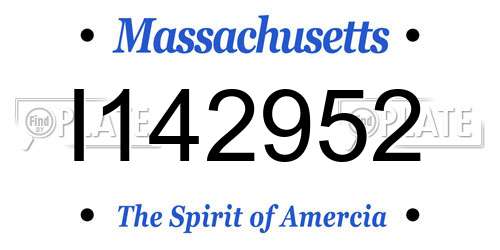 I142952 Massachusetts License Plate
