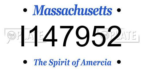 I147952 Massachusetts License Plate