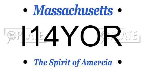 I14YOR Massachusetts License Plate