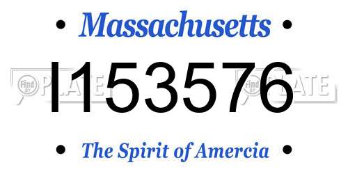 I153576 Massachusetts License Plate