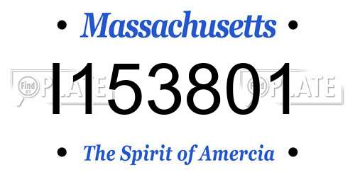 I153801 Massachusetts License Plate